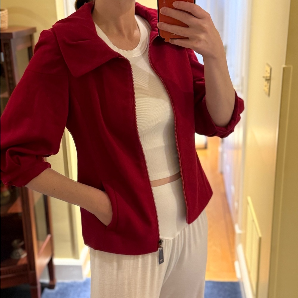 Chic Red Zip-Up Jacket